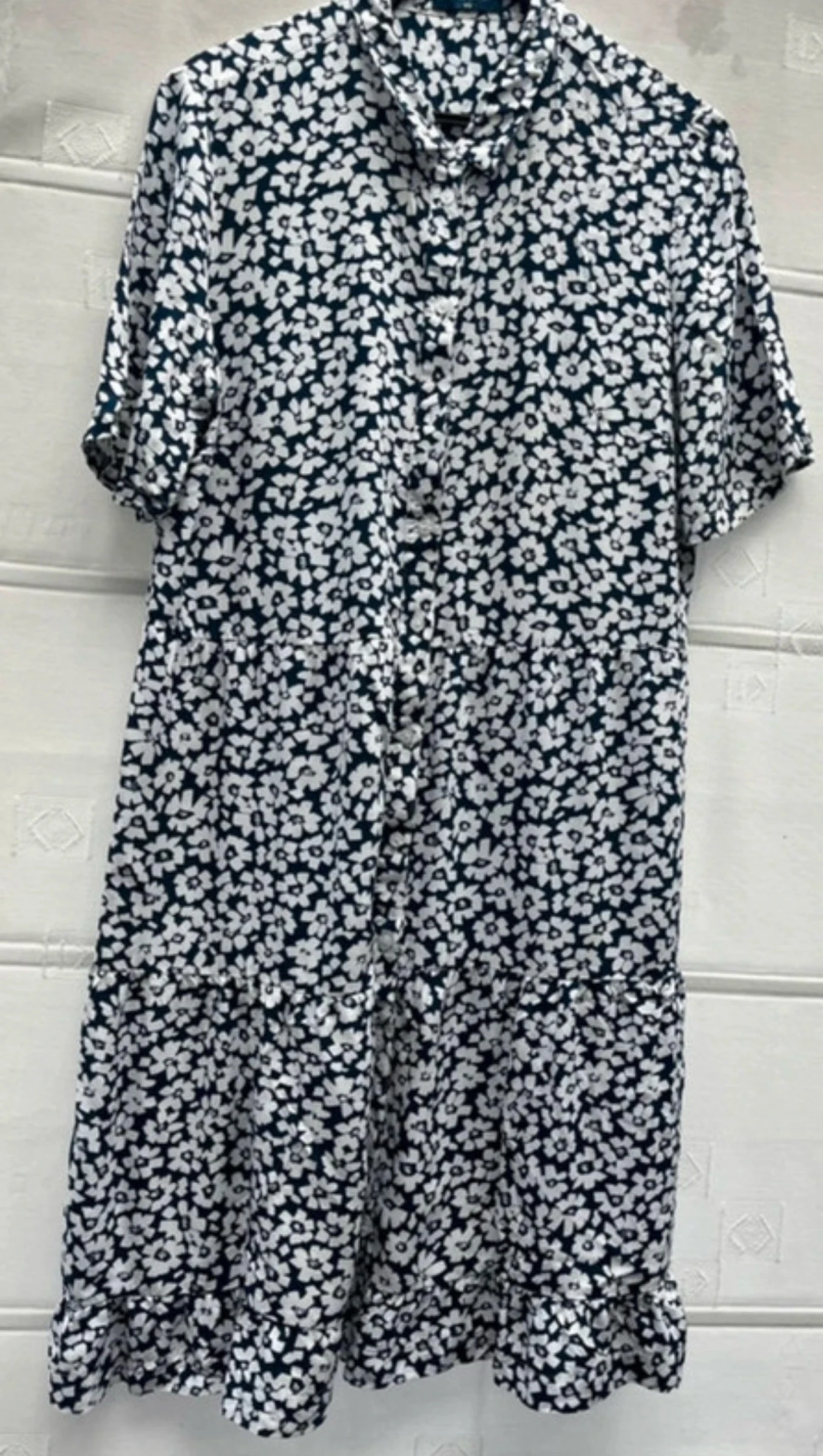 🌺 𝒎𝒛 | C.C. Luke vestido de verão azul-marinho branco com estampa floral tamanho 42/44 XL XXL | robe femme | fleurie | bleu marine | légère – photo 4